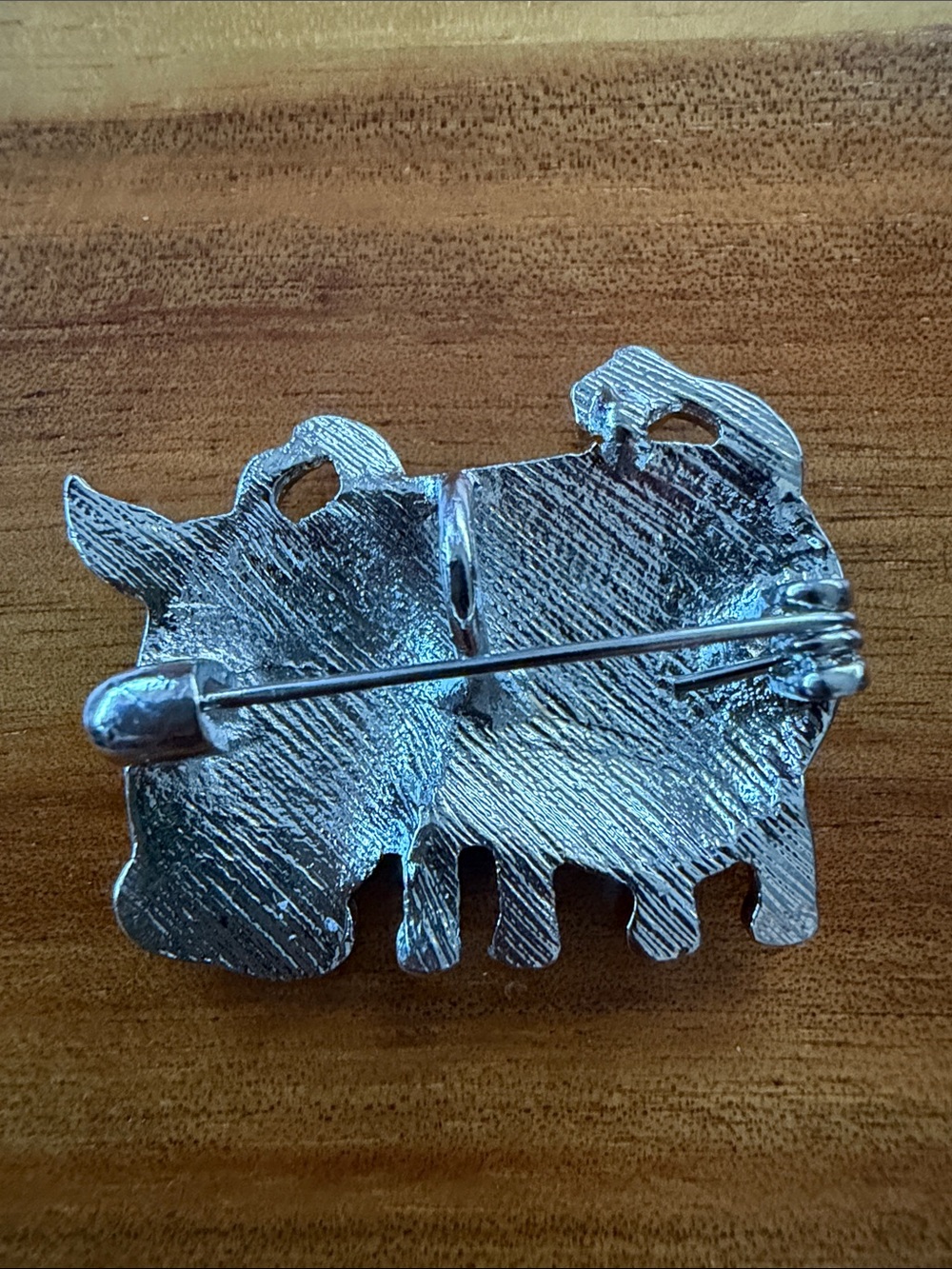 Black Enamel Cow Brooch - Women's Jewelry - Picture 2 of 2